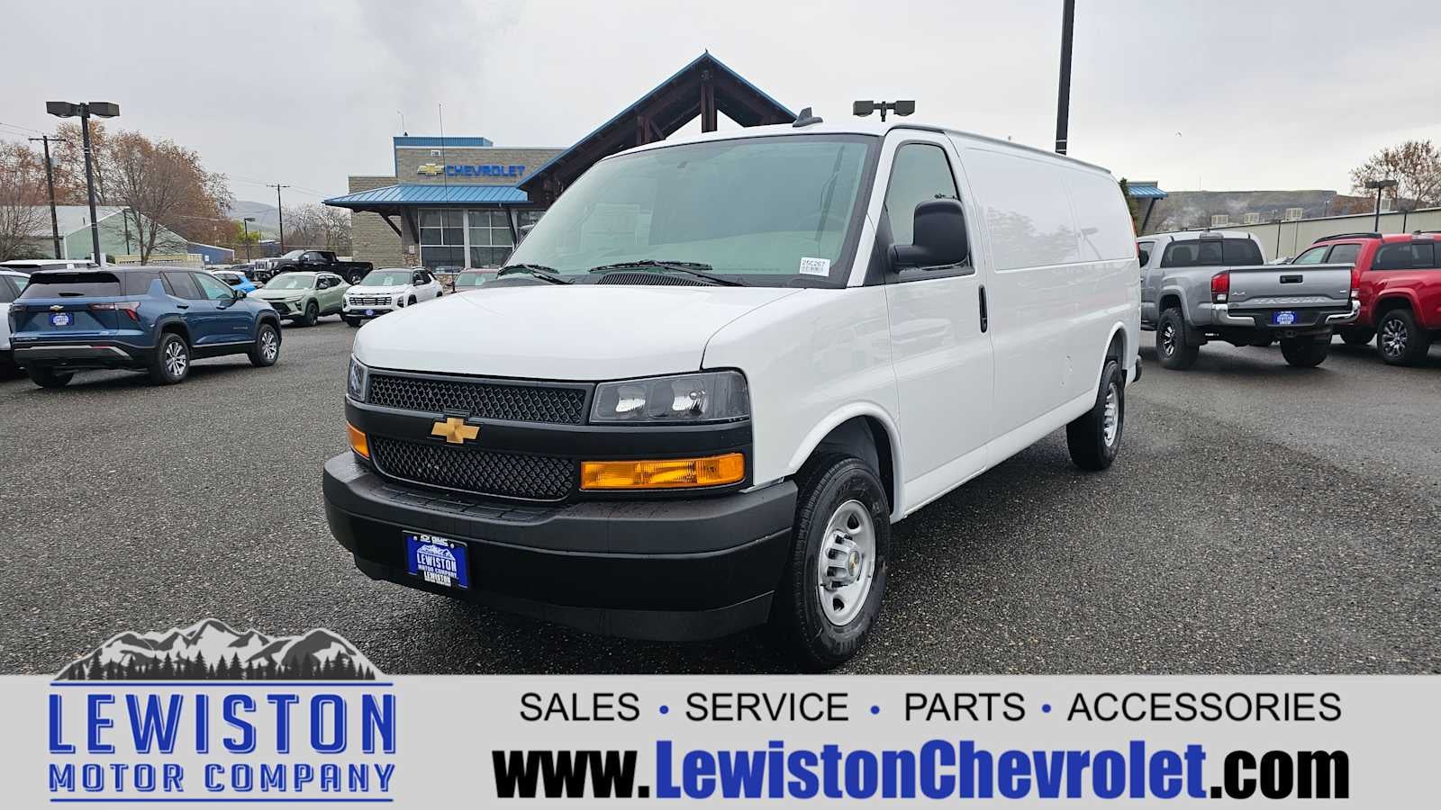 2025 Chevrolet Express Cargo WT in Summit White — front three-quarter view