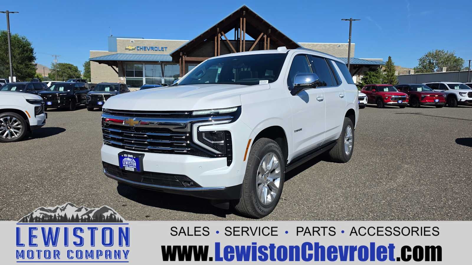 2026 Chevrolet Tahoe Premier in Polar White Tricoat — front three-quarter view