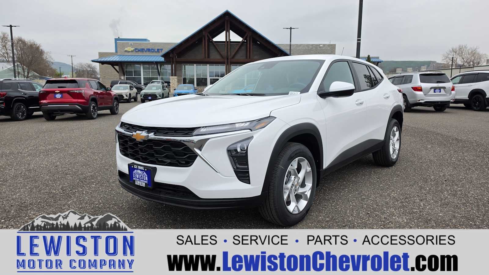 2026 Chevrolet Trax LS in Summit White — front three-quarter view