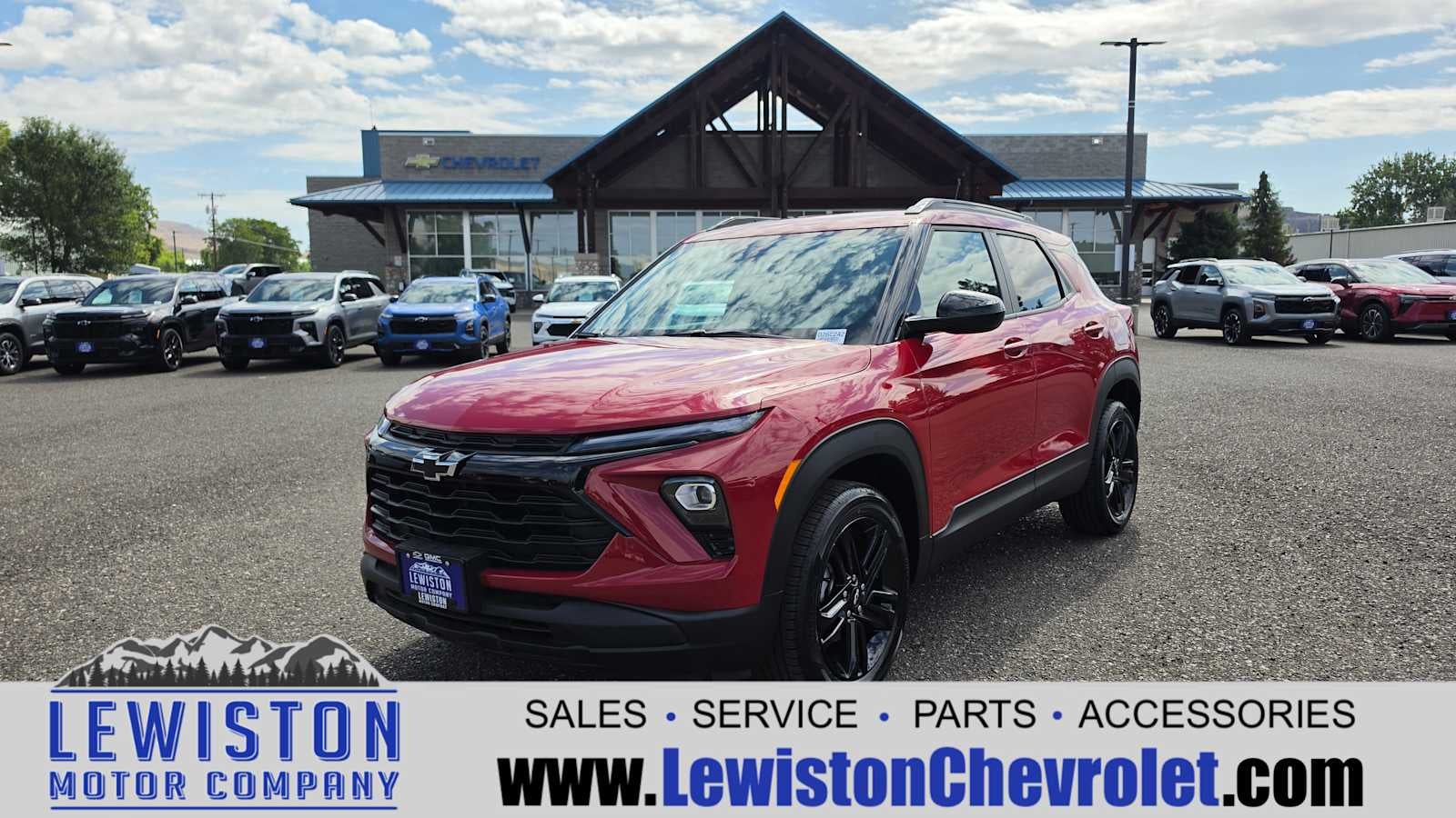 2026 Chevrolet Trailblazer LT in Apex Red — front three-quarter view